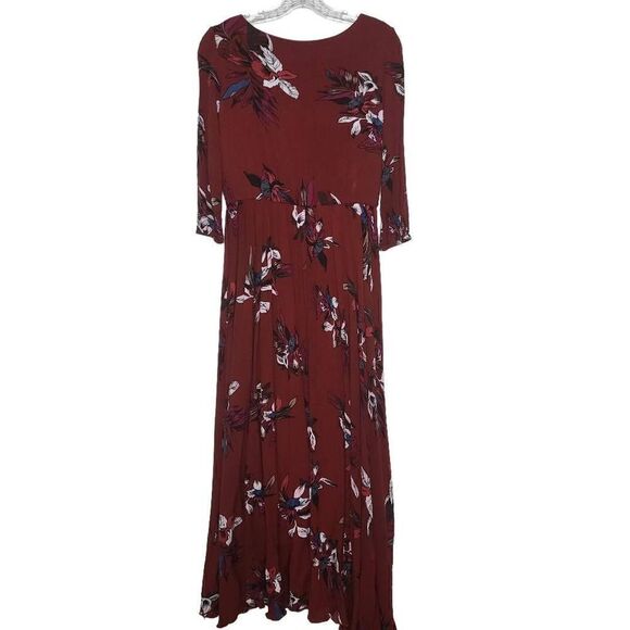 Chicwish Burgundy Red Floral Boho Maxi Dress Size Large - Picture 9 of 12